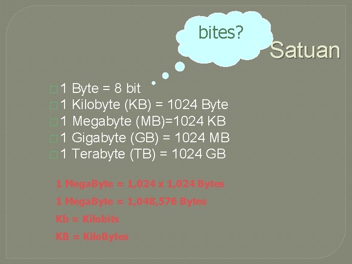 bites? � 1 Byte = 8 bit � 1 Kilobyte (KB) = 1024 Byte