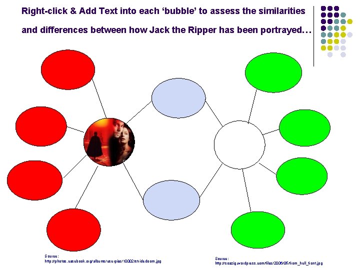 Right-click & Add Text into each ‘bubble’ to assess the similarities and differences between