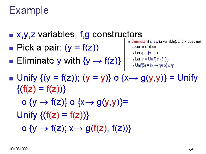 Example n n x, y, z variables, f, g constructors Pick a pair: (y