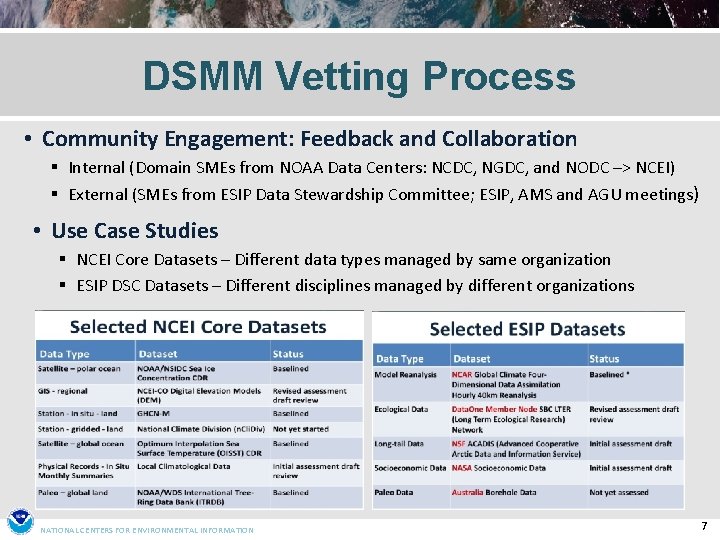 DSMM Vetting Process • Community Engagement: Feedback and Collaboration § Internal (Domain SMEs from