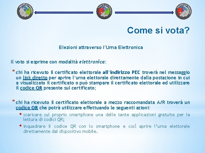 Come si vota? Elezioni attraverso l’Urna Elettronica Il voto si esprime con modalità elettronica: