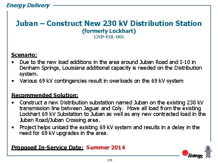 Energy Delivery Juban – Construct New 230 k. V Distribution Station (formerly Lockhart) 12