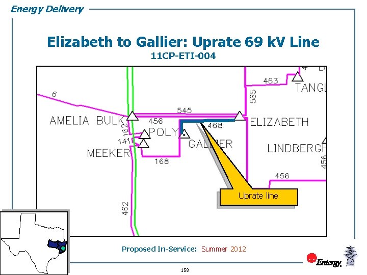 Energy Delivery Elizabeth to Gallier: Uprate 69 k. V Line 11 CP-ETI-004 Uprate line