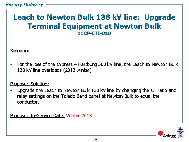 Energy Delivery Leach to Newton Bulk 138 k. V line: Upgrade Terminal Equipment at