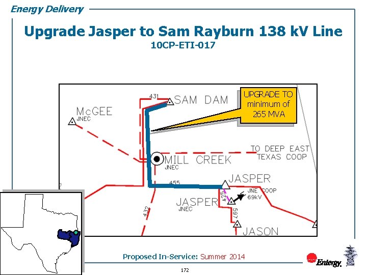 Energy Delivery Upgrade Jasper to Sam Rayburn 138 k. V Line 10 CP-ETI-017 UPGRADE