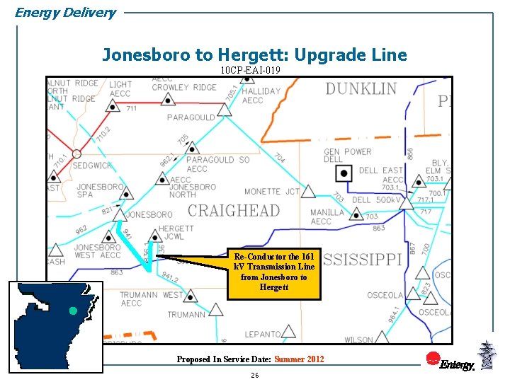 Energy Delivery Jonesboro to Hergett: Upgrade Line 10 CP-EAI-019 Re-Conductor the 161 k. V