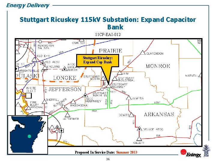 Energy Delivery Stuttgart Ricuskey 115 k. V Substation: Expand Capacitor Bank 11 CP-EAI-012 Stuttgart