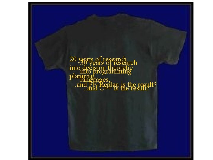 20 years of research 30 years of research into decision theoretic programming planning, languages,
