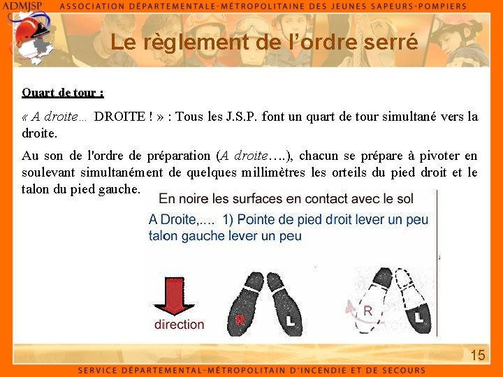 Le règlement de l’ordre serré Quart de tour : « A droite… DROITE ! Le règlement de l’ordre serré Quart de tour : « A droite… DROITE !
