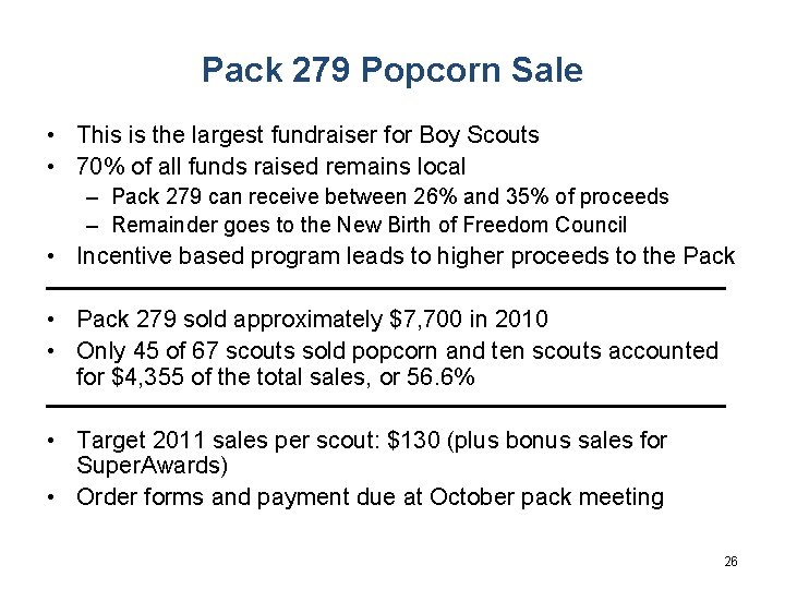 Pack 279 Popcorn Sale • This is the largest fundraiser for Boy Scouts •