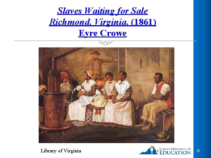 Slaves Waiting for Sale Richmond, Virginia, (1861) Eyre Crowe Library of Virginia 20 