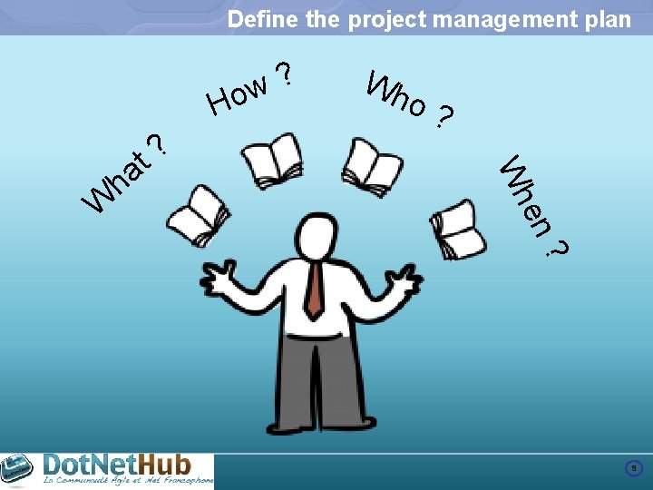 Define the project management plan ? w Ho ? en Wh W a h