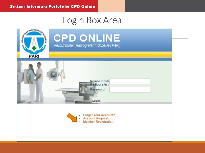 Sistem Informasi Portofolio CPD Online Login Box Area 