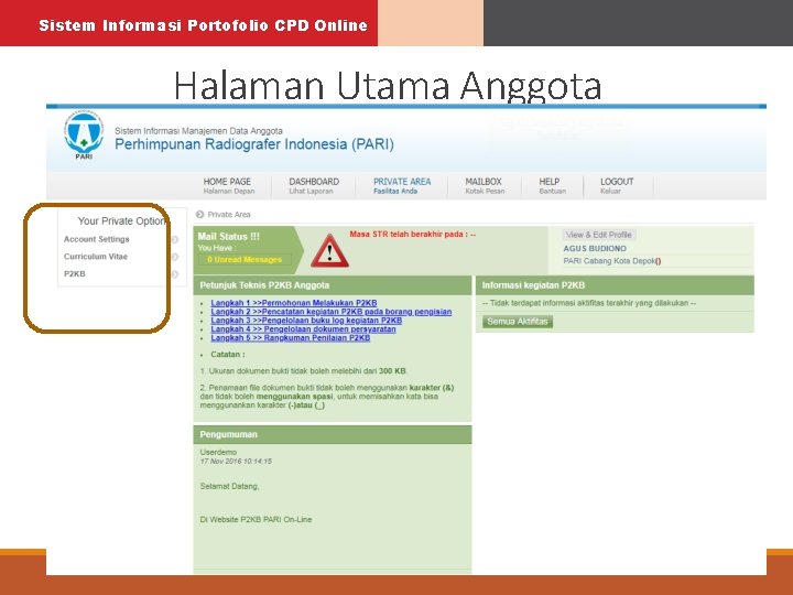 Sistem Informasi Portofolio CPD Online Halaman Utama Anggota 