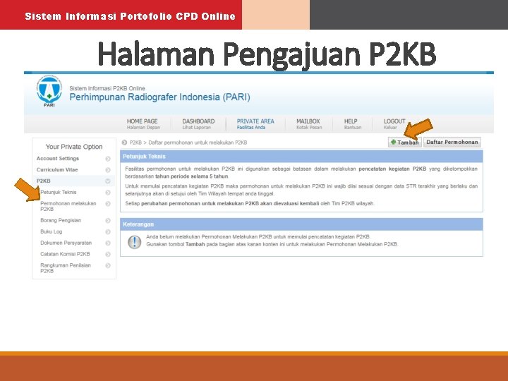Sistem Informasi Portofolio CPD Online Halaman Pengajuan P 2 KB 