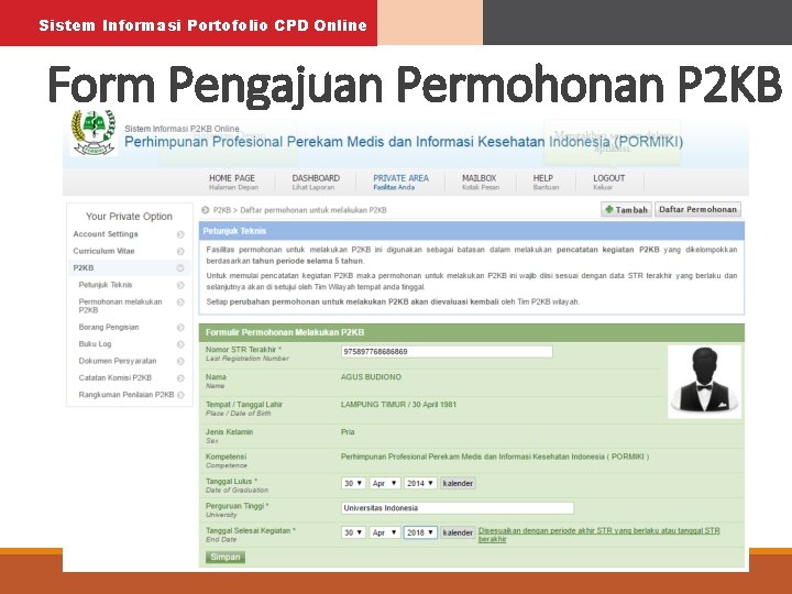 Sistem Informasi Portofolio CPD Online Form Pengajuan Permohonan P 2 KB 