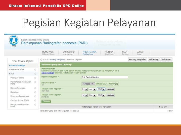 Sistem Informasi Portofolio CPD Online Pegisian Kegiatan Pelayanan 