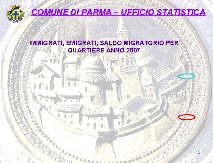 COMUNE DI PARMA – UFFICIO STATISTICA IMMIGRATI, EMIGRATI, SALDO MIGRATORIO PER QUARTIERE ANNO 2007