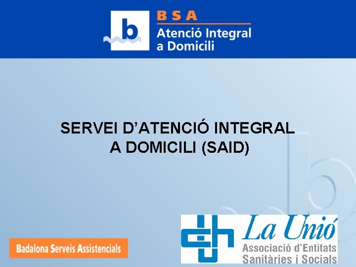 SERVEI D’ATENCIÓ INTEGRAL A DOMICILI (SAID) 