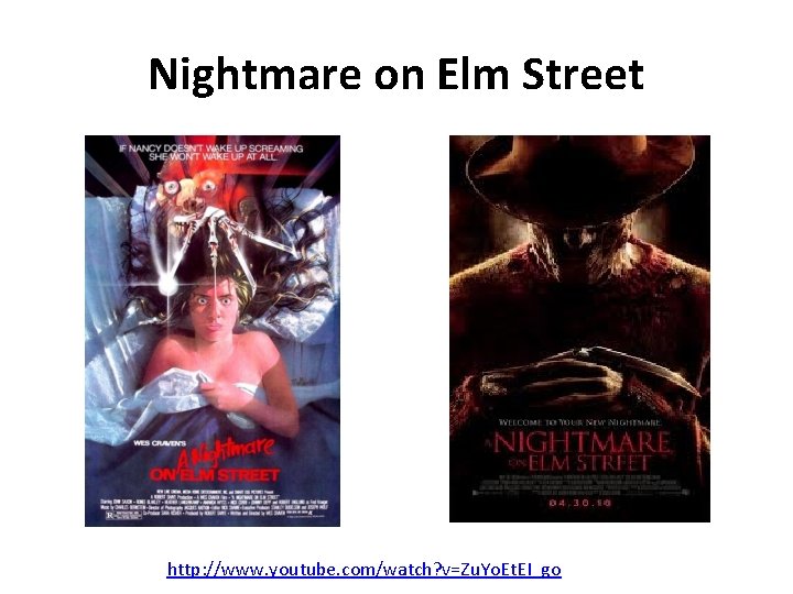 Nightmare on Elm Street http: //www. youtube. com/watch? v=Zu. Yo. Et. EI_go 
