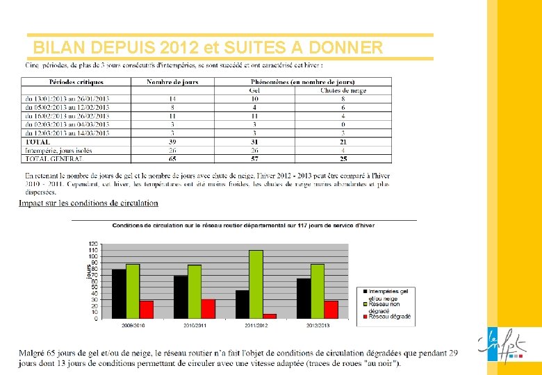 BILAN DEPUIS 2012 et SUITES A DONNER 12 