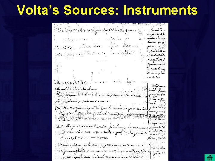 Volta’s Sources: Instruments 