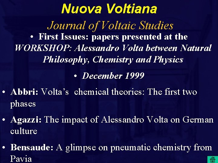 Nuova Voltiana Journal of Voltaic Studies • First Issues: papers presented at the WORKSHOP:
