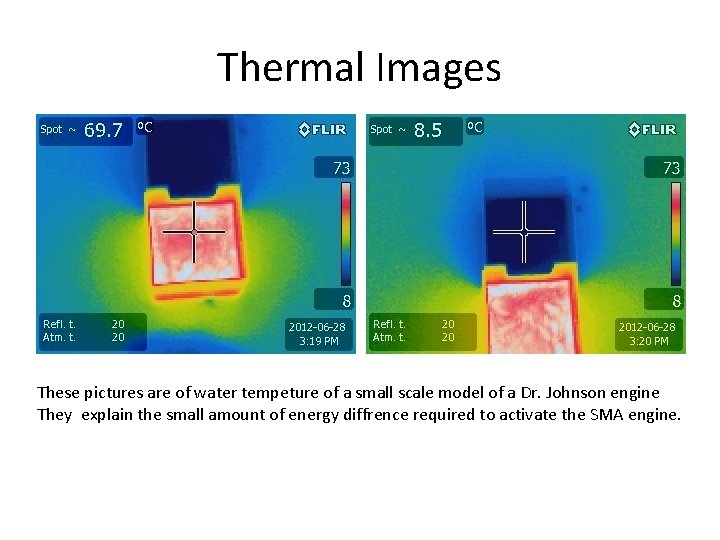 Thermal Images These pictures are of water tempeture of a small scale model of
