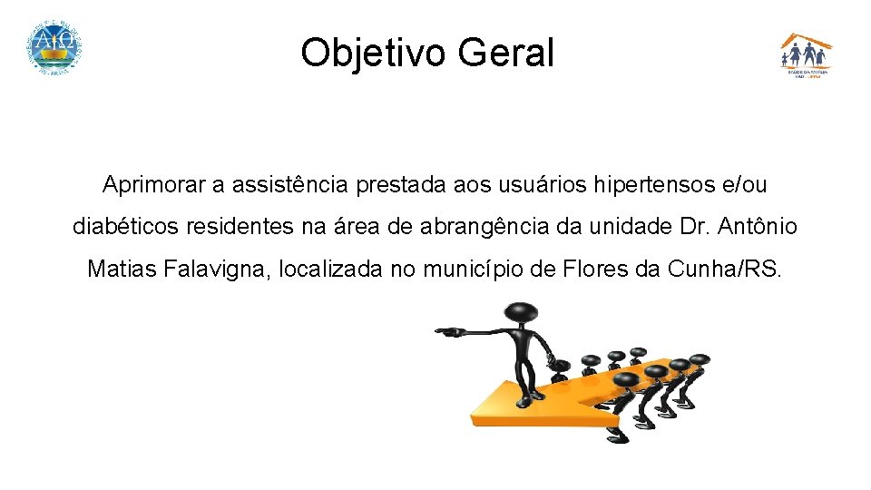 Objetivo Geral Aprimorar a assistência prestada aos usuários hipertensos e/ou diabéticos residentes na área