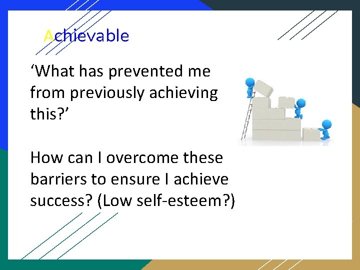 Achievable ‘What has prevented me from previously achieving this? ’ How can I overcome