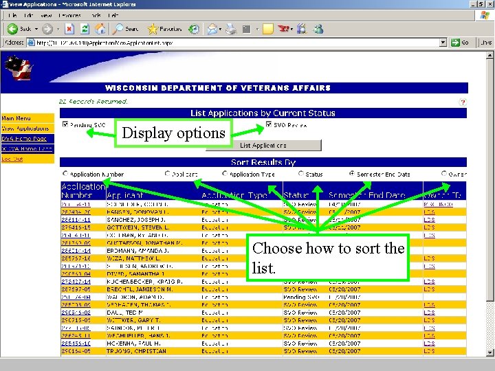 Display options Choose how to sort the list. 