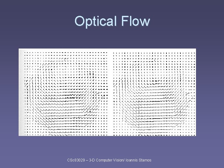 Optical Flow CSc 83029 – 3 -D Computer Vision/ Ioannis Stamos 