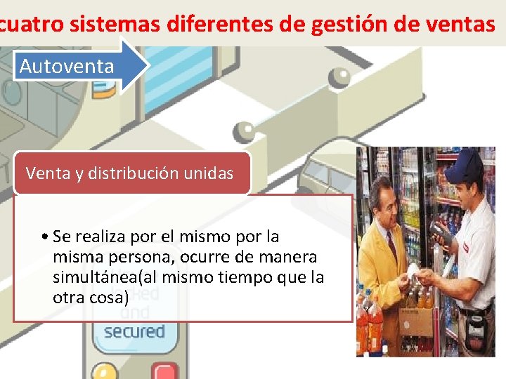 cuatro sistemas diferentes de gestión de ventas Autoventa Venta y distribución unidas • Se