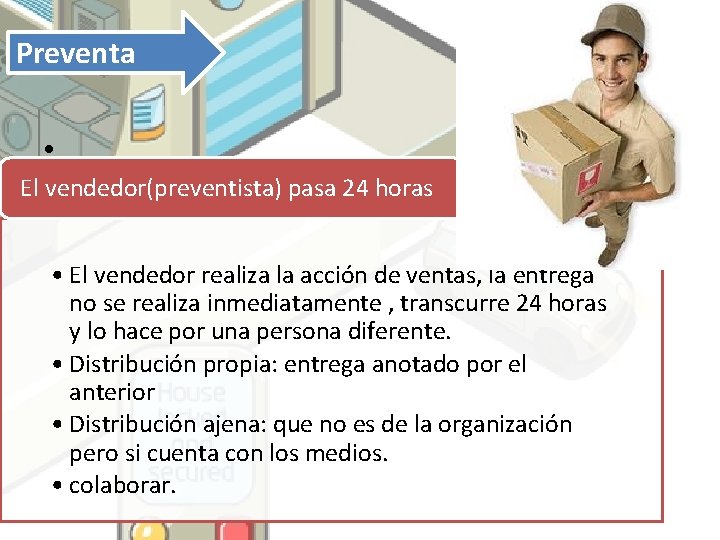 Preventa • . El vendedor(preventista) pasa 24 horas • El vendedor realiza la acción