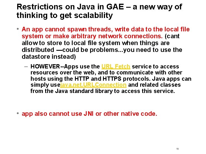 Restrictions on Java in GAE – a new way of thinking to get scalability