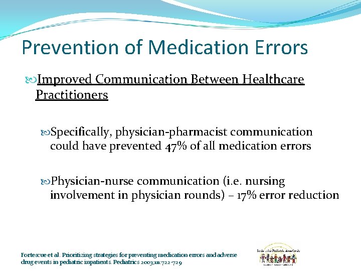 Prevention of Medication Errors Improved Communication Between Healthcare Practitioners Specifically, physician-pharmacist communication could have