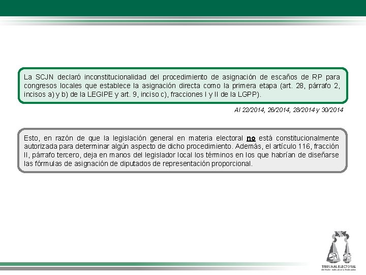 La SCJN declaró inconstitucionalidad del procedimiento de asignación de escaños de RP para congresos