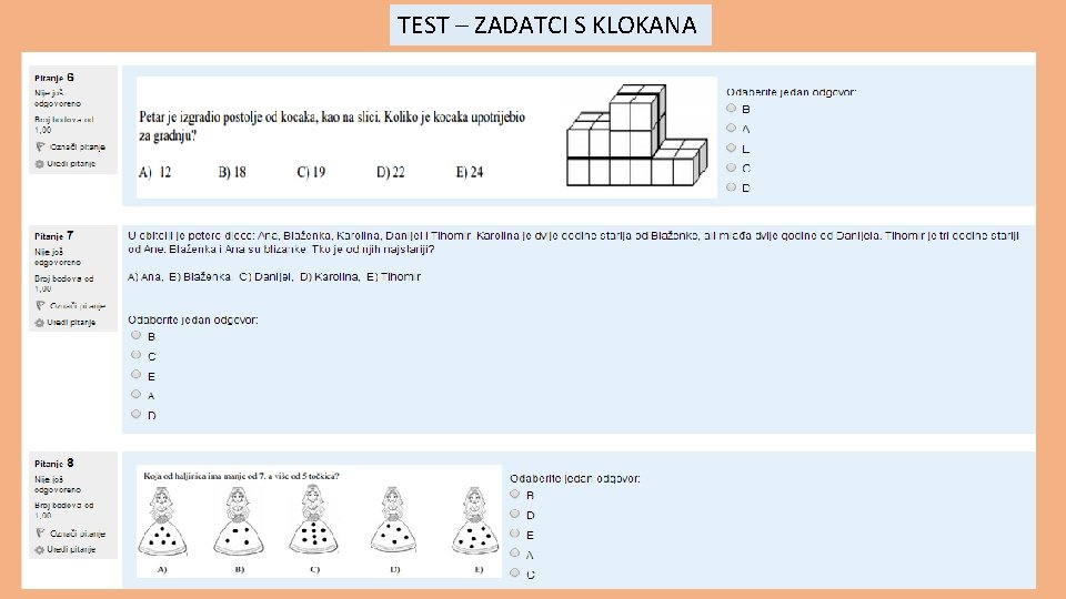 TEST – ZADATCI S KLOKANA TEST – ZADATCI S KLOKANA