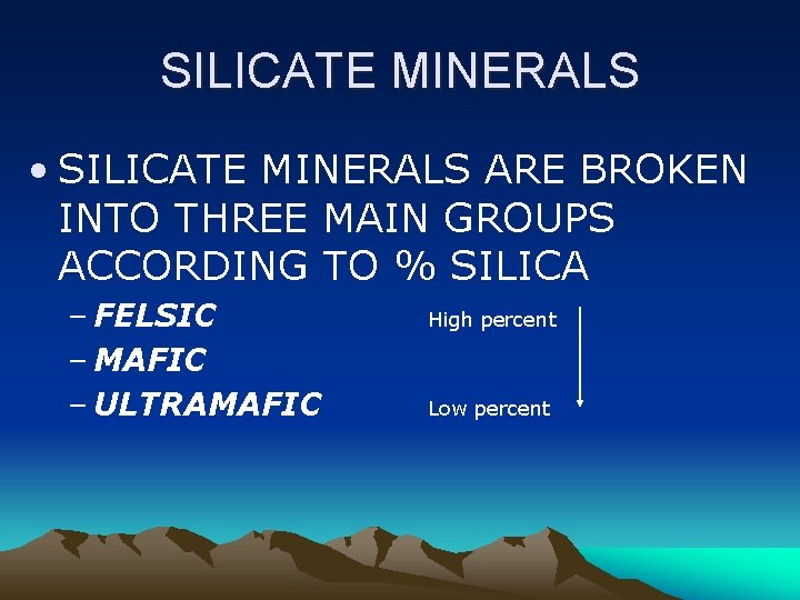 MINERALS AND ROCKS IN THE EARTHS CRUST Igneous