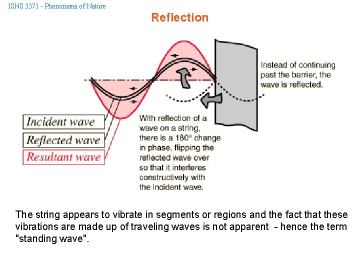 ISNS 3371 - Phenomena of Nature Reflection The string appears to vibrate in segments