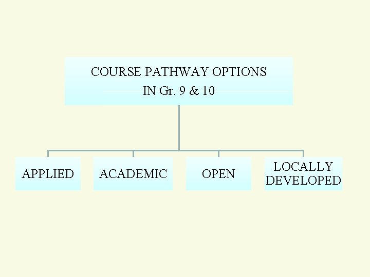 COURSE PATHWAY OPTIONS IN Gr. 9 & 10 APPLIED ACADEMIC OPEN LOCALLY DEVELOPED 