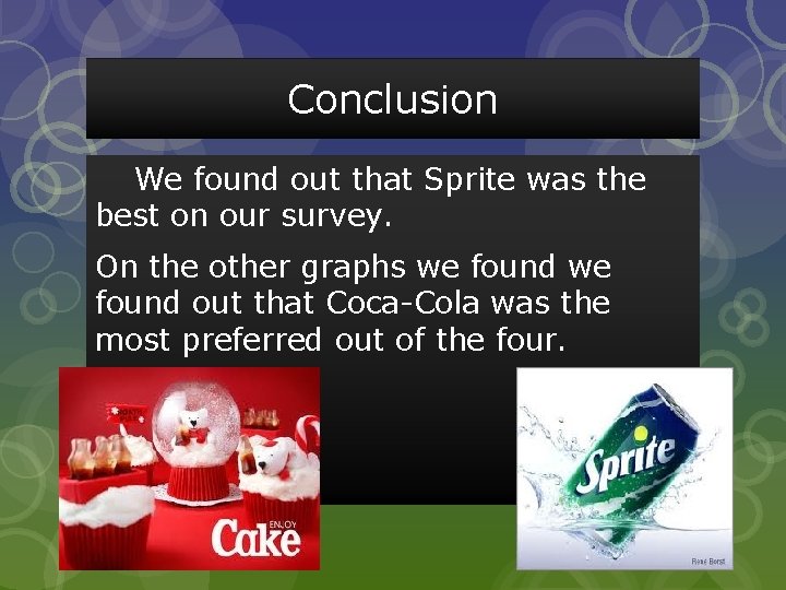 Conclusion We found out that Sprite was the best on our survey. On the