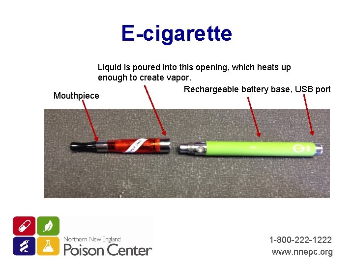 E-cigarette Liquid is poured into this opening, which heats up enough to create vapor.