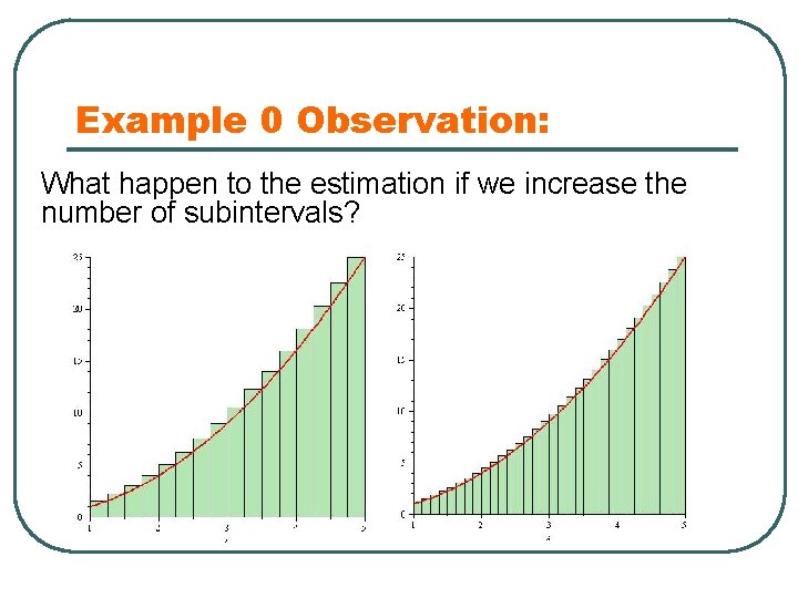 Example 0 Observation: What happen to the estimation if we increase the number of