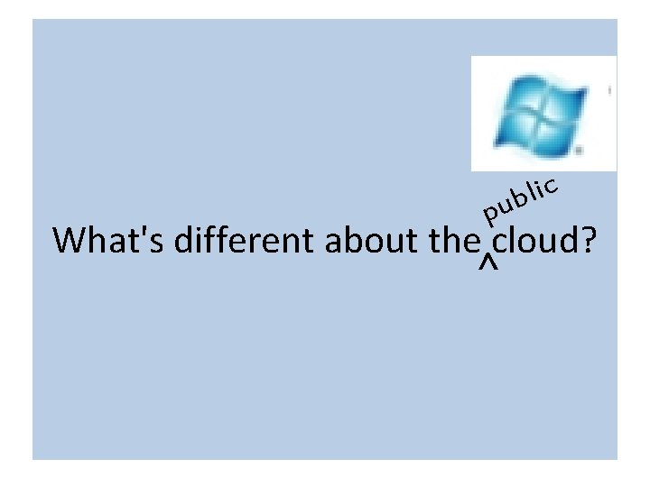 What is different about the cloud? ic l b pu What's different about the