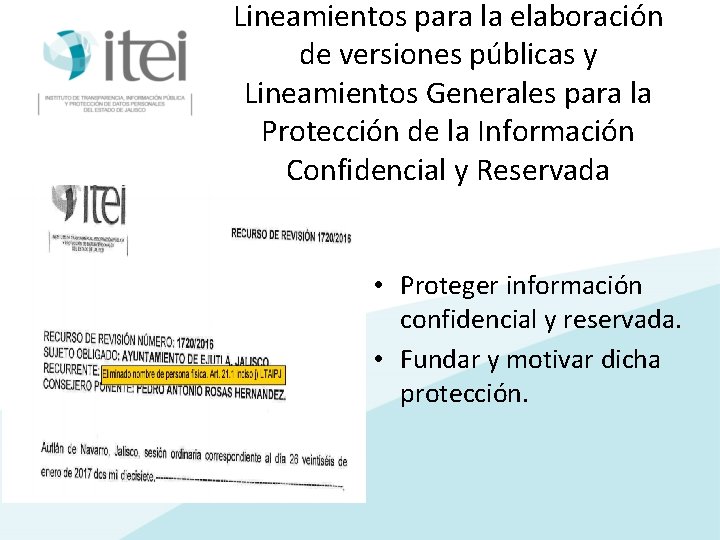 Lineamientos para la elaboración de versiones públicas y Lineamientos Generales para la Protección de