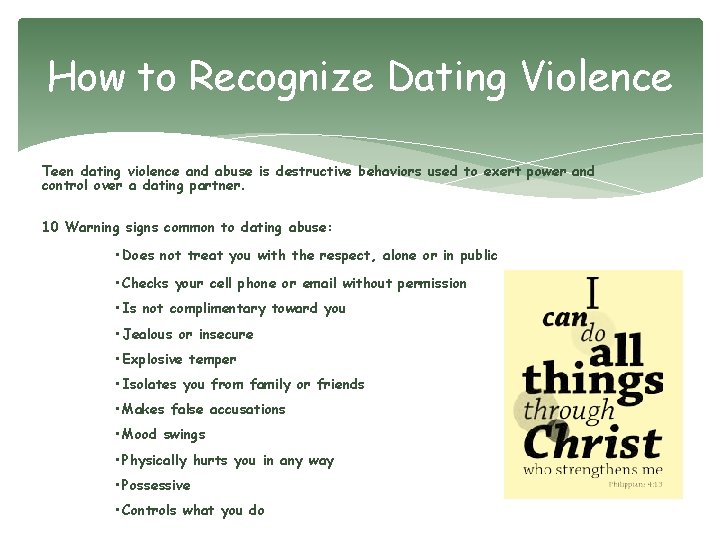 How to Recognize Dating Violence Teen dating violence and abuse is destructive behaviors used