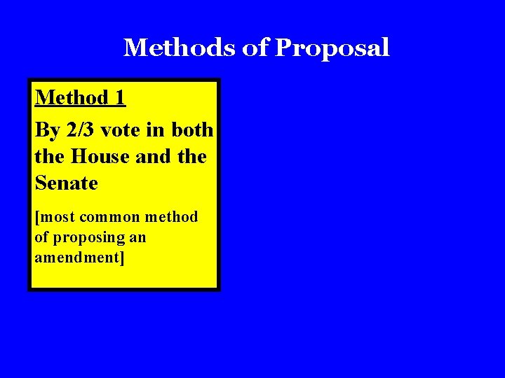 Methods of Proposal Method 1 By 2/3 vote in both the House and the