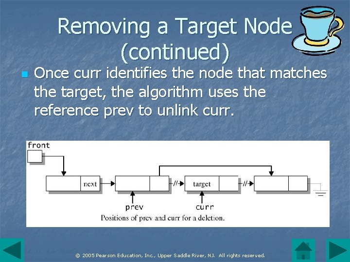 Removing a Target Node (continued) n Once curr identifies the node that matches the