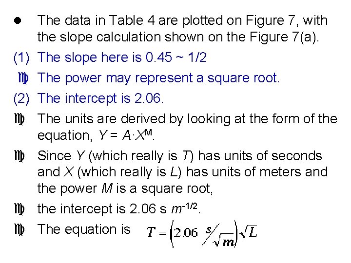 l The data in Table 4 are plotted on Figure 7, with the slope